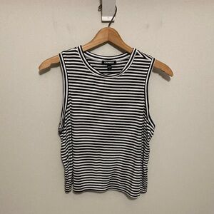 Express Women's Black and White Striped Tank Top Sleeveless Tee, Size small